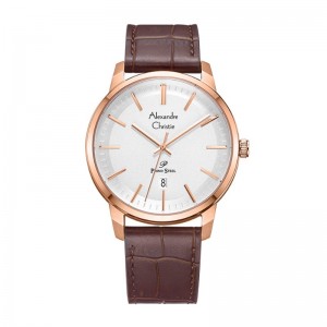 Alexandre Christie AC 1030 Rosegold White Brown Leather Man MDLRGSL